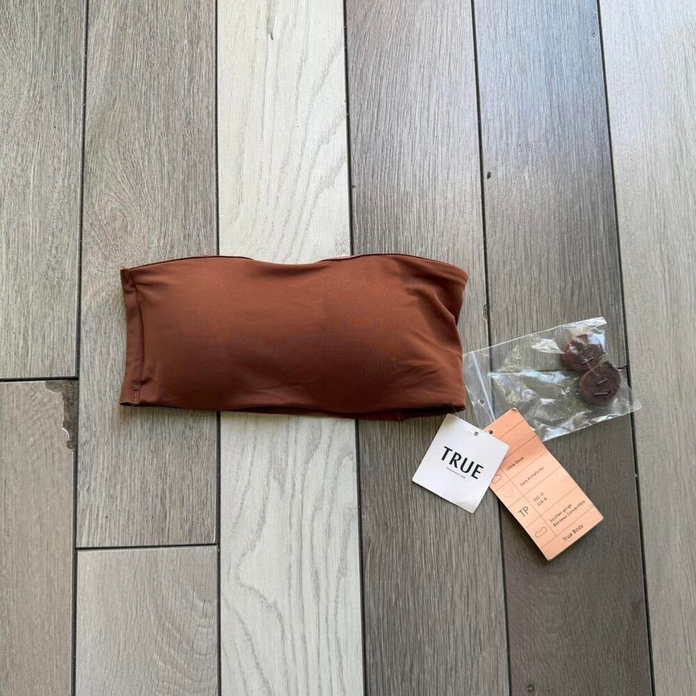 True brown strapless bra top